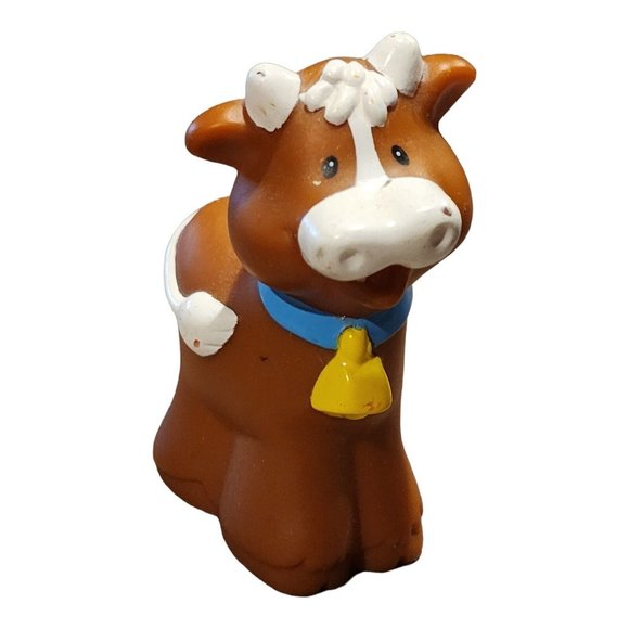 Fisher Price Little People Brown Cow Calf Bell Farm Barn Stable Nativity 2008 - Picture 1 of 10
